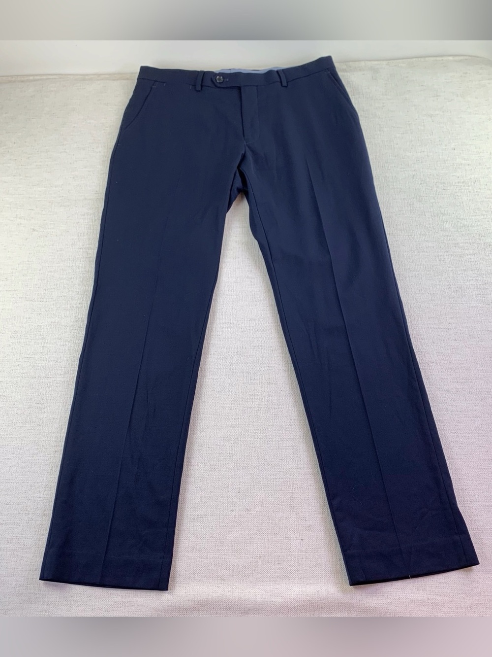 Tommy‎ Hilfiger men 32x30 flat front slim fit wool blend dress pants navy blue